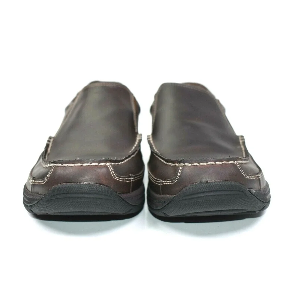 Skechers Mens Memory‎ Relaxed Fit Brown Leather Casual Loafers Size 8 - 64348